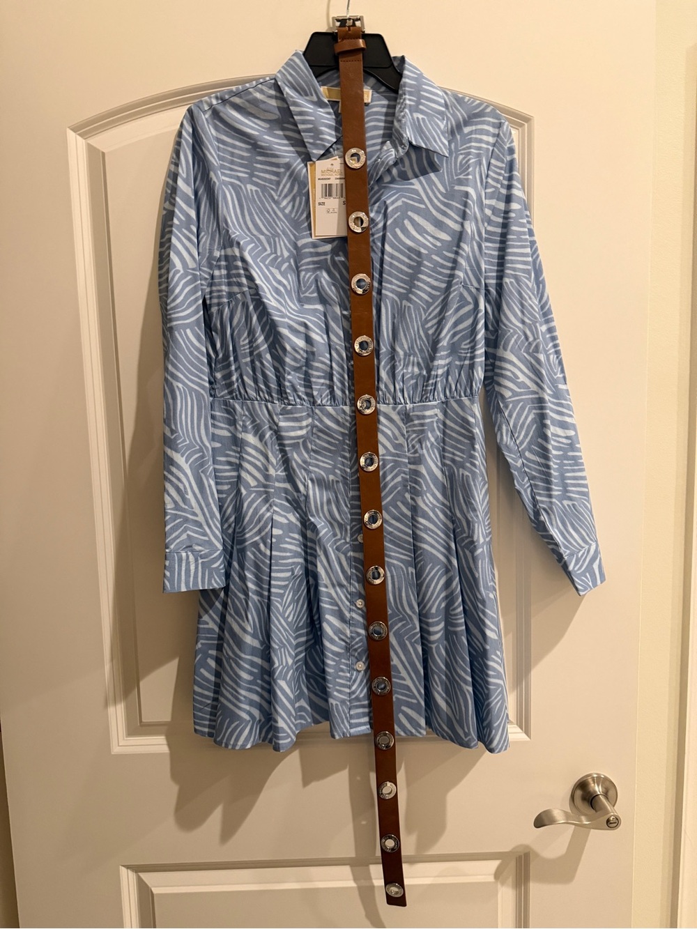 NWT Michael Kors Light Blue Printed Shirt Dress